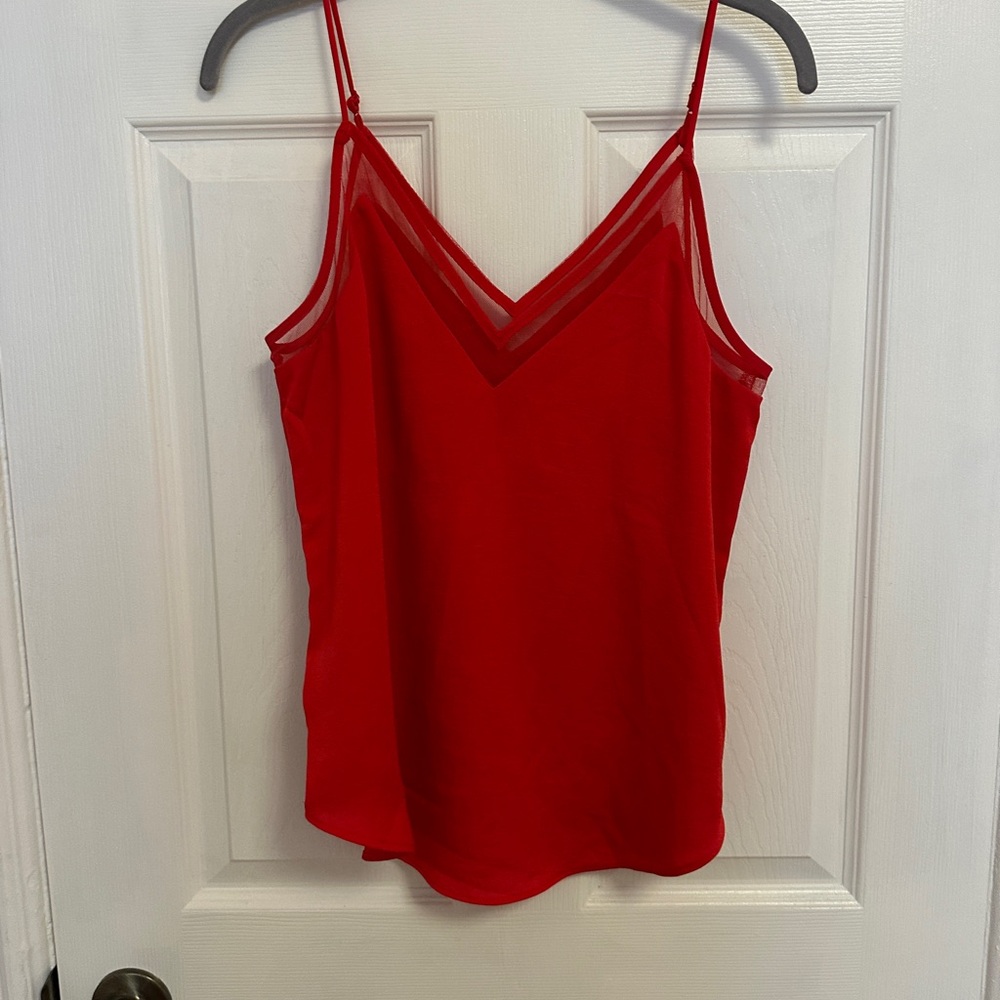 Express Red Sheer V-Neck Camisole